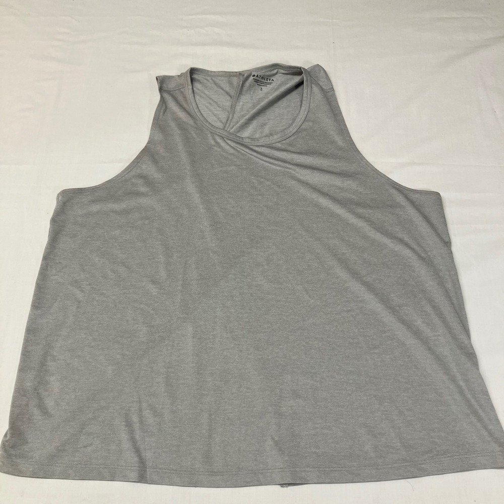 Athleta Womens Grey Heather Tulip Open Back Sleeveless Activewear Tank Top Large